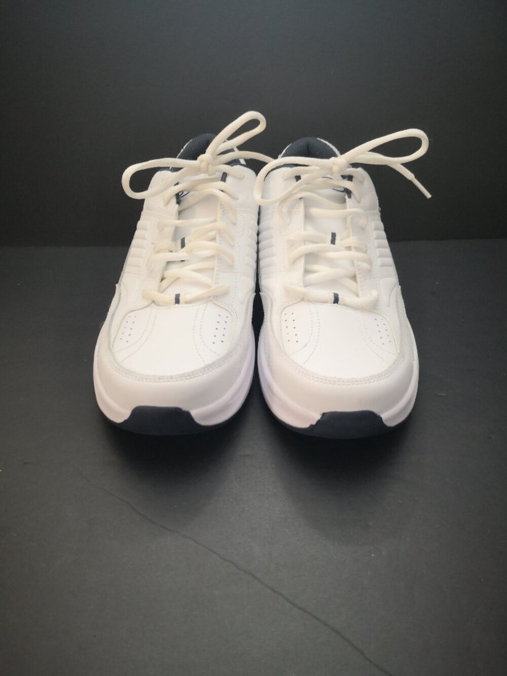 Dr Scholl's Men's Size 10W Faux Leather White & Blue Advanced Comfort Shoes